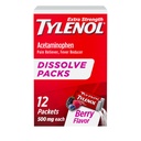 Tylenol Extra Doses Dissolve Packs, 500 mg de Acetaminofeno Reliever e Redutor de Febre, Pacotes de Pó On-The-Go para Dores Menores, Ibuprofeno- & Aspirina-Fravor, 12 quilates