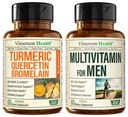 Quercetin com bromelaína e curcumina açafrão e multivitamínico completo para homens