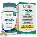 Fórmula avançada diária de aumento da tireóide com Iodine Ashwagandha Vitamina B12 Zinco e Selênio para Metabolismo Energético e Foco 60 Cápsulas