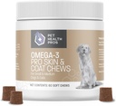 Ómega Mordidas para Cães - Chewable Fish Oil Supplement com Ómega 3 Ácidos Gordos e Vitamina E para a Saúde Conjunta e Pele & Revestimento Saúde - 60 Contagem