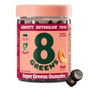 8Greens Supergreens Gummies Super Greens Powder Superfood Gummy para Metabolismo, Imunidade e Foco, Enzimas Digestivas de Saúde, Orgânico: chlorela, espirulina, Aloe Vera, Flavor de pêssego, 50 Conde