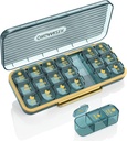 Organizador de comprimidos 3 vezes um dia, caixa de pílulas de 7 dias 3 vezes um dia - Acedida Semanal Organizador de caixa de vitamina com 7 recipientes separados, Planeador de medicina diária portátil caso para Suplemento de óleo de peixe vitamina, Azul