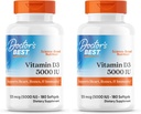O melhor médico Vitamina D3 5000UI, Não-GMO, Glúten e Soja Livre, Regula a função imunitária, suporta ossos saudáveis, branco, sem sabor, 180 contagem (Pacote de 2)