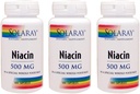 Niacin 500mg Solaray 100 VegCaps (3 embalagem)