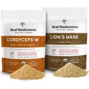 Leões Mane (60g) e Cordyceps (60g) Cogumelo Extrair pacote em pó - Cogumelo Suplemento para Cognição, Energia e Endurance