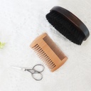 Kit de aparar barba, Conjunto de cuidados de barba, Kit de aparar barba, Kit de aparar barba, Escova de javali natural e Conjunto de pente de madeira de pêra para homens - Arrumo dupla ação para barbas e bigodes
