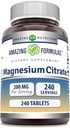 Formulas surpreendentes Citrato de magnésio 200 Mg Comprimidos Suplemento mineral Não-GMO Não-Gluten Free □ Made in USA (1 Pack, 240 Count)
