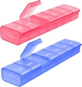 AUVON 2 Embalagem Organizador de comprimidos semanal, dupla cor grande caixa de comprimidos para rastreamento de múltiplos comprimidos, caixa de comprimidos 7 dias para viagem, recipiente de pílulas para uso doméstico para segurar vitaminas, suplementos, medicamentos