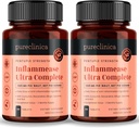 Pureclinica Inflamease Ultra Completo (Resveratrol, Ginger, ALA, Spirulina, Curcumina- 5 Suplementos em um) 1305mg x 180 Comprimidos - 2 Garrafas de 90 Comprimidos - 6 Meses Abastecimento!
