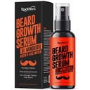 Soro de crescimento de barba para homens: Spray de rebrota de cabelo com biotina e água de arroz - Óleo de barba de força extra