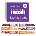 Mosh Variety Pack Keto Protein Bars, alta fibra, baixo carboidrato, sem glúten, alta proteína, cérebro saudável lanche com Ashwagandha, Mane do leão, 6 contagem