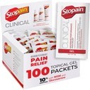 Stopain Pain Relief Clinical Gel Packets, 100 Pack, Made in USA, Maximum Performance Pain Relief with 10% Menthol Plus Glucosamina for Muscle Aches, Joint Pain, and Arthritis