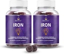BeLive Pastilhas de ferro - Suplemento de ferro multivitamínico com vitamina C, A, B & Zinco, Suporta oxigênio de sangue, Vegan Suplementos para mulheres, homens e crianças para o crescimento e desenvolvimento - Sabor de uva