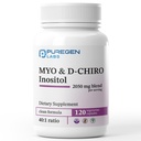Puregen Labs Inositol Supplement □ Myo Inositol & D-Chiro Inositol 2050mg - 120 Veggie Caps □ Sem Aditivos Nocivos □ Não-GMO, NÃO Glúten e Dairy - Made in USA