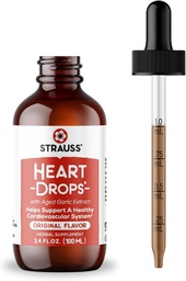 Strauss Naturals Heart Drops – Azeite natural e extrato de alho envelhecido Suplemento de saúde do coração – Ajuda a manter o sistema cardiovascular saudável – Vegan & Non-GMO – 100 ml garrafa