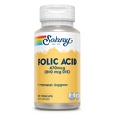 Ácido Fólico SOLARAY - Suplemento de Ácido Fólico Vitamina B9 , Vitamina pré-natal - Suporte ao desenvolvimento de células sanguíneas - Vegan , Verificado por laboratório, 60-Day Garantia - 100 Servings , 100 VegCaps