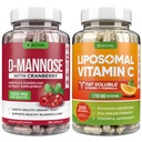 Ultimate Urinary Tract Health Budle – Mannose D e vitamina C lipossomal, com Cranberry, Palmitato de Ascorbyl, Fórmula de Absorção Melhorada, Detox, Suplemento dietético, Suporte de bexiga