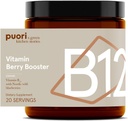 Puori Vegan Vitamina B12 Berry Booster Pó - 20 Servings - B12 com B12 Selvagem Nórdica – Alta em Flavonides - para Produção de Energia Normal e Metabolismo - Dairy-Free, Vegetariano, Não OGM