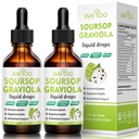 2 Pack Soursop Graviola Liquid Drops - 2000mg Puro Soursop Extract Misturado com 300mg Sea Moss & 100mg Elderberry - Suporte Celular Poderoso, Antioxidante-Rich, Immune-Boosting - 4 Fl Oz (120ml) Garrafa