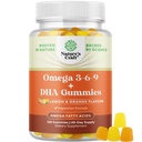 Vegetarian Omega 3 Gummies para Adultos - Vegetarian Omega 3 6 9 DHA Gummies para a saúde do osso do cérebro e coração e apoio conjunto - peixe arroto livre planta baseada Suplemento Homens