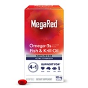 Megared Omega-3 Fish & Krill Oil Supplement 900mg - MegaRed Advanced 4in1, 60 softgels, 2x mais Omega-3, coração, articulação, cérebro e olho Suplemento, vermelho, 60 contagem