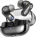 Tozo Crystal Pods Hybrid Ativo Ruído Cancelando fones de ouvido sem fio, 10mm Drivers Deep Bass Stereo Sound, 4 Mics Smart ENC AI Calls, 32 EQ via App, Bluetooth 5.4 Auscultadores, Desenho de Casos de Cristal