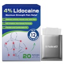 Uposiut 4% Lidocaína Patches, 20 Count Patches de dosagem máxima Lidocaína Patches (20 Patches), para alívio da dor muscular no pescoço, ombros, costas, joelhos e tornozelos, 12 horas de alívio da dor-012345