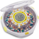 Dispensador automático de comprimidos LiveFine Bluetooth, capacidade de 28 dias, alertas de som e luz, Key Lock, LCD e fácil configuração na aplicação LiveFine para receitas, medicamentos, vitaminas e suplementos - Lid clara