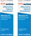 Rugby Dibucaína tópica Anestesia 1% Hemorroid Pomada - Creme de alívio da dor para coceira e queima, Tratamento de hemorroidas, Anti Comichão Creme 1 Oz (2 Pack)