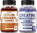 Canela de Ceilão (60 Count) - Berberine & Ginseng para Digestion Suporte geral de bem-estar e Creatina Monohidrato (90 Gummies) Delicioso Blue Framboesa Chews Flavored Supplement - Non GMO & Made in USA