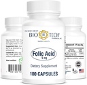 Ácido Fólico Farmacêutico Bio-Tech (5mg, contagem de 100)