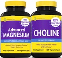 InnovixLabs Choline & Magnesium Bundle Choline Bitartrate 550mg (100 Cápsulas) Advanced Magnesium (150 Cápsulas). Suporta memória, humor, saúde cerebral e aumentar o cognitivo.*