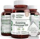 Natural Nutra Evening Primrose Oil Supplement from Fatty Acid, Ajuda a superar a dor corporal, Nerve Health, Promover Hearth Health & Skin Clarity, Ajuda a reduzir o desconforto digestivo, 500 mg, 180 Softgel