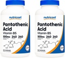Ácido pantoténico de nutricosto (Vitamina B5) 500 mg, 240 cápsulas (2 frascos)