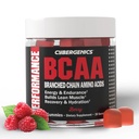 BCAA Gummies, mastigadores de energia com eletrolíticos Ranched Chain Amino Acids, Construir músculo magro e aumentar a resistência, 60 chicletes, sabor Berry