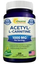 aSquared Nutrition Acetil L-Carnitina 1000mg Força máxima - 200 Cápsulas Veggie - Alta Dosagem Acetil L Carnitina HCL (ALCAR) Suplemento pílulas para apoiar energia pura, função cerebral e ácido gordo