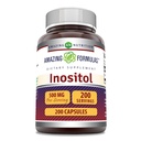 Fórmulas surpreendentes Inositol 500 mg 200 Cápsulas Suplemento □ Vitamina B8 □ Não-GMO □ Gluten Free □ Made in USA