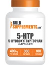 BulkSuplementos.com Cápsulas 5-HTP - 5-Hydroxytryptophan, 5 HTP Supplement - 5-HTP 400mg, para Global Well-Being - Gluten Free, 2 Cápsulas por Serviço, 360 Contagem (Pacote de 1)