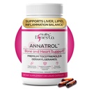 Annatrol Bone & Heart Health Support, Premium Annatto Tocotrienols & Geranilgeraniol (GG) Complexo de vitamina E, Suporta colesterol saudável, balanço de açúcar no sangue, anti-inflamatório e função hepática