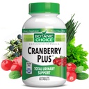 Variável Botânica Cranberry Plus Total Urinary Support - Urinary Tract Health for Women and Men with Cranberry Concentrate, Uva Ursi, Buchu, Cálcio - 60 Comprimidos