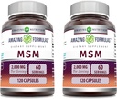 Fórmulas surpreendentes HSH (Metilsulfonilmetano) Suplemento 2000 Mg Por Servindo Cápsulas Não-GMO (Gluten Free ) Made in USA (2 Pack, 120 Count)