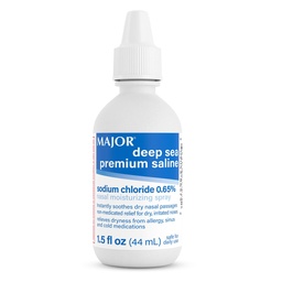 MAJOR Deep Sea Premium Saline - Pulverizador hidratante nasal para a secura e alívio de irritação - Cloreto de sódio 0,65% - 1,5 Fl. Oz (1 pacote)