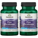 Swanson Premium marca extra de força Picolinato de zinco - Corpo Preferido Forma Imune Cápsulas de Saúde - 50 mg por cápsula - 60 Cápsulas, Embalagem de 2