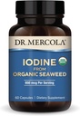 Dr. Mercola Iodine de algas orgânicas, 650 mcg por serviço, 30 Servings (60 cápsulas), Suplemento dietético, Thyroid e suporte energético, Não-GMO, USDA Organic