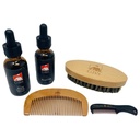 G.B.S Todo o conjunto de jardineira de barba natural - inclui pente de barba de madeira, escova de barba de viagem, e pente de bigode - perfeito para qualquer textura de cabelo