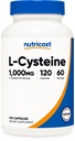 Nutricost L-Cysteine 1000mg, 120 Cápsulas - Não-GMO, Suplemento Glúten, 500mg Por Cápsula