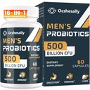 Probióticos para homens, 500 bilhões de UFCs & 12 Strains Mens probiótico, com Açafrão, Cranberry, Goji - Probióticos para Saúde Digestiva, Gut, Imune & Bloating, Saúde Próstata e Urinária, 60 Cápsulas