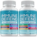 8 em 1 Suporte de Defesa Imune, Immunity Vitaminas Suplemento Booster com Zinc 50mg, Vitamina C Vit Elderberry D3 5000 UI, Curcumin & Ginger Açafrão, Echinacea - Alergia Alívio para Adultos Crianças (2 Pack)