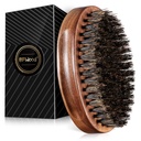 BFWood Escova de barba de javali - Estilo militar de noz de madeira preta, escova de bigode de madeira masculina
