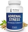 Dr. Berg’s Adrenal Stress Advanced Formula - Suplementos de Suporte Adrenal para Estresse, Humor e Apoio Energético - Suplementos Adrenais - Gerente de Cortisol com Ashwagandha - 90 Cápsulas